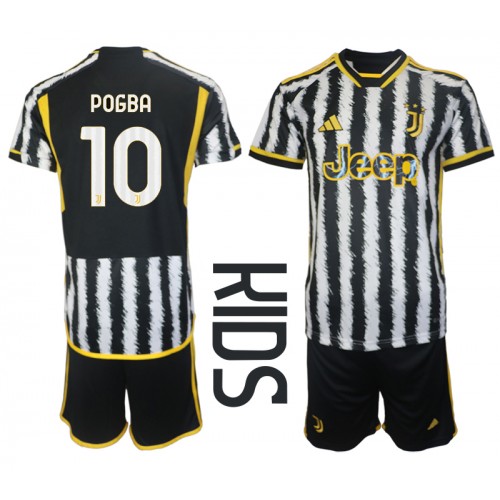 Maillot de foot Juventus Paul Pogba #10 Domicile enfant 2023-24 Manches Courte (+ pantalon court)